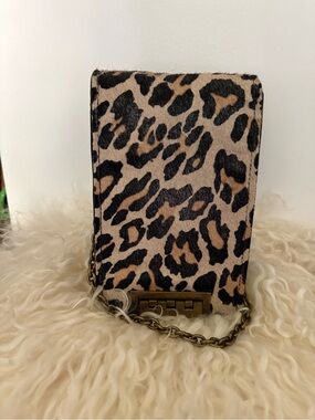 Zac Posen Collection Leopard Print Chain Crossbody Bag - Brown/Black/Tan